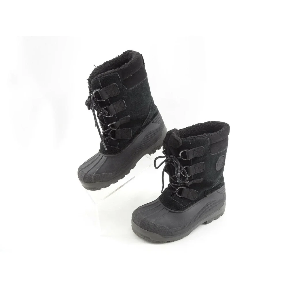 Lands End Youth Expedition Black Suede Snow Winter Boots Youth‎ Size 5